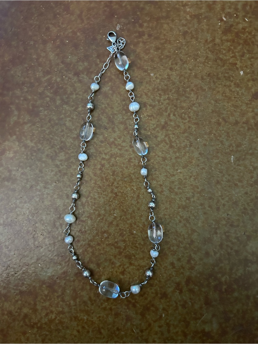 Silpada Clear and White Bead Necklace with Silver Accents